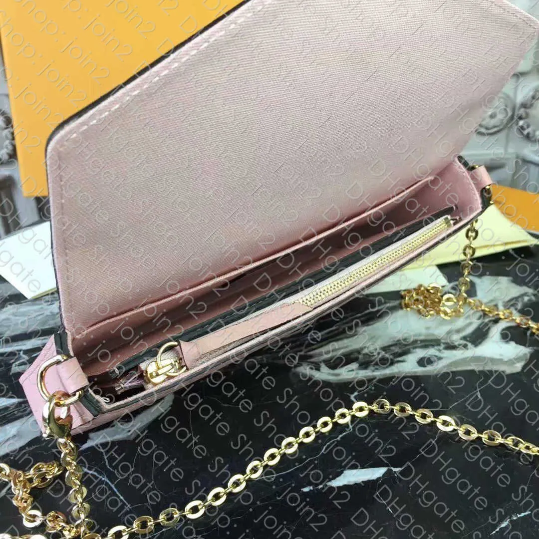 Top M61276 Felicie Felicie Pochette Designer Womens Crotge Cross Body Chain Wallet Flap Bag Bag Bag Coin Cornder Zippy P278N