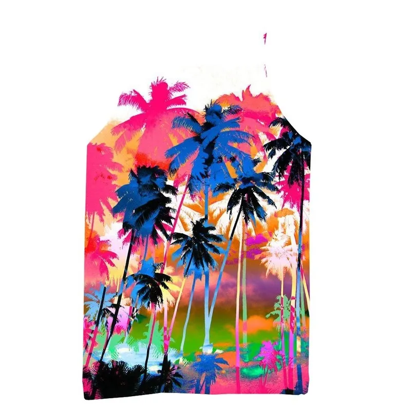 Palm Tree Graphic Tank Top For Men 3D Print Sleeveless Beach Hemp Palm Pattern Tops Paint Vest Hawaii Colorful Pigment T-shirt 220505