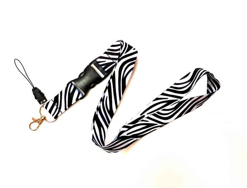 O novo colar de chaveiro com cordão de padrão zebra para celular tem uma variedade de estilos para escolher AA220318