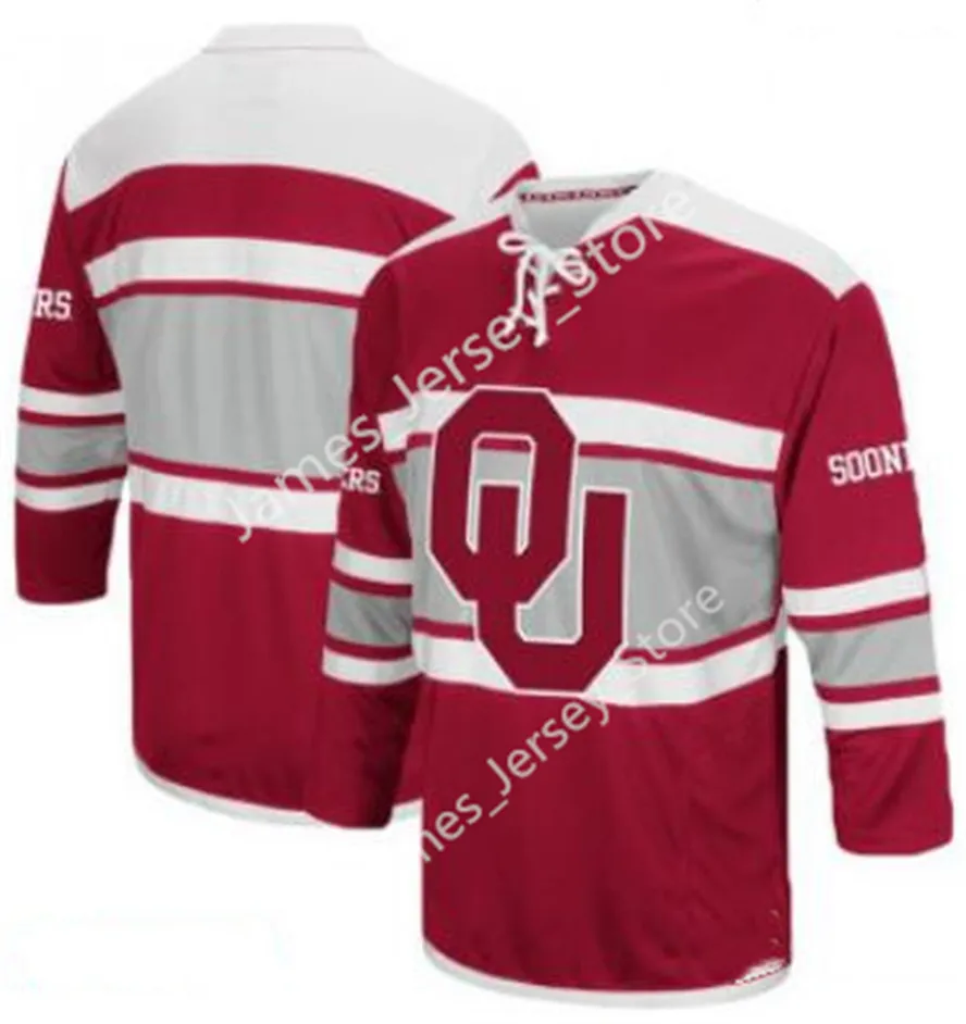 College Hockey bär anpassade Oklahoma Ou Hockey Jersey 0 Ben Jawad 4 Bobby McKinley 7 Brenden Sinclair 8 Bailey Prouty 9 Logan Sadler 10 Tristan Bonifay 11 Nate