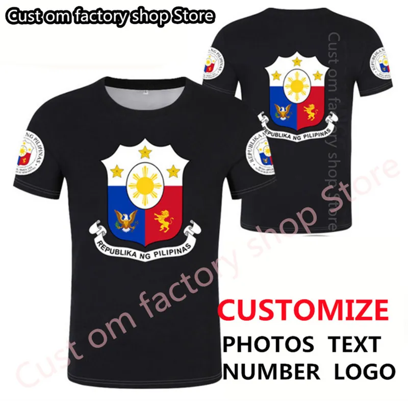 PHILIPPINES t-shirt bricolage gratuit nom personnalisé numéro phl t-shirt drapeau de la nation ph république pilipinas philippin imprimer texte p o vêtements 220616