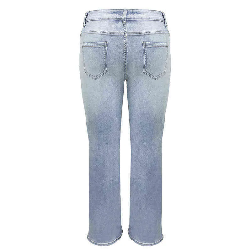 Kobiety dżinsy wysokiej talii Multi-Button Blue Denim Spods Fashion Street Women Lose Casual Prosty Pants Pants Mother Pants L220726