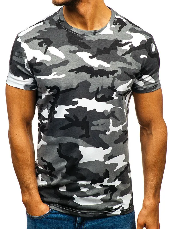 Camiseta con estampado de camuflaje para hombre, camiseta informal con cuello redondo, manga corta, verano de gran tamaño, secado rápido 220526
