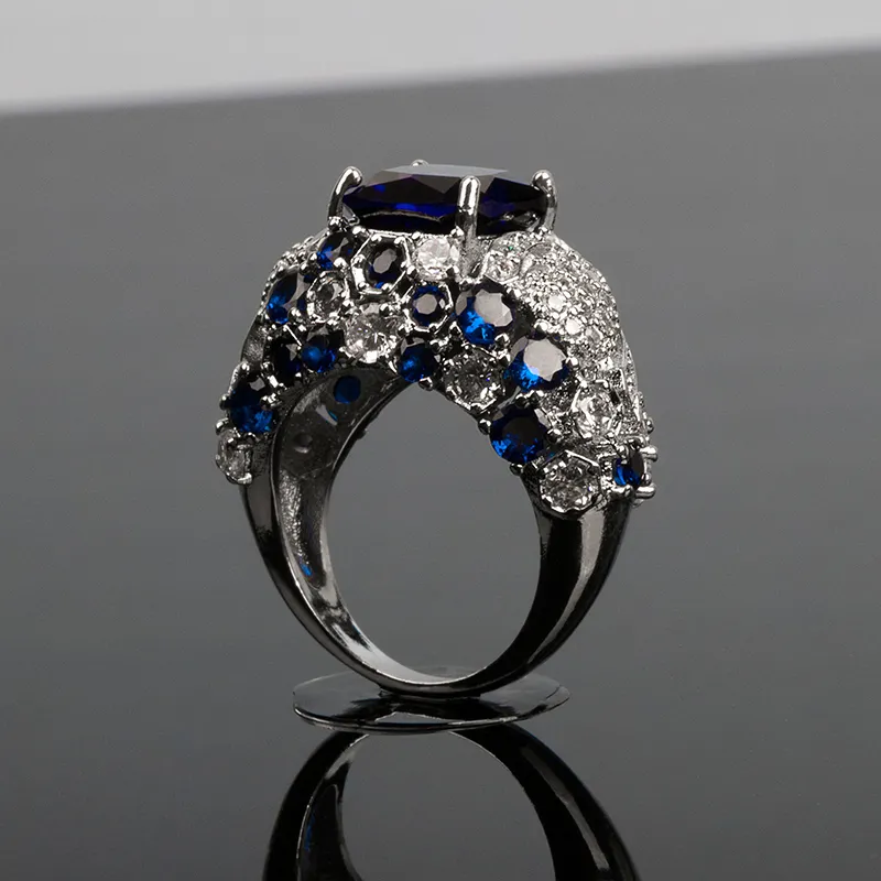 Cellacity Classic Silver 925 Ring for Acharm with Oval Blue Sapphire gemstones fingle Fine Jewerly Whole Size 6 10 2207256865402