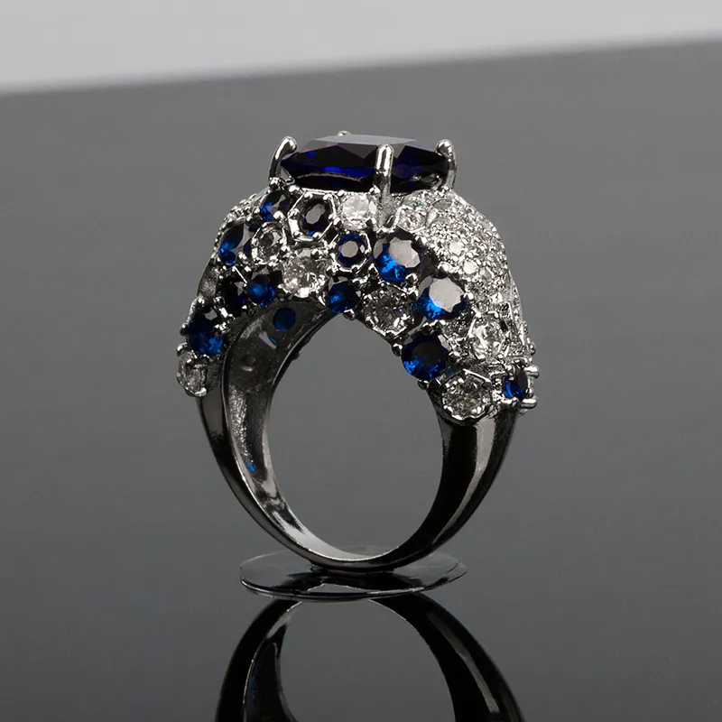 Cellacity Classic Silver 925 Ring For Charm Women With Oval Blue Sapphire Gemstones Fingle Fine Jewerly Wholesale Size 6 10 220725