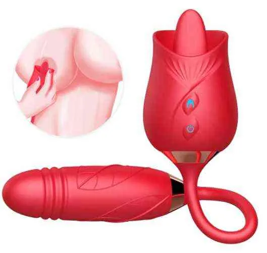 NXY Vibratoren Klitorissauger Lecken Rose Sexspielzeug Massagedildo 2 in 1 für Frauen Erwachsene 0411