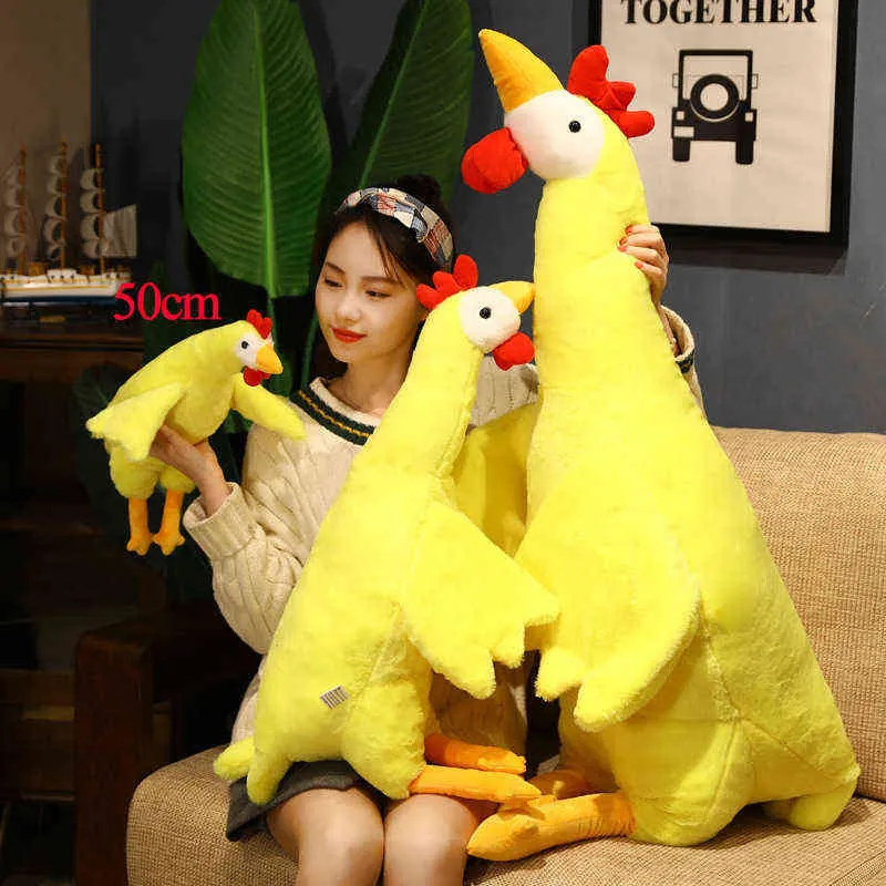 Chick Plush Toy Fluffy Yellowwhite Chicken Lying Little Animals Doll Sleeping Companion Kids Gift Drop Shipping J220704