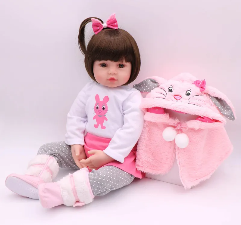 Reborn Baby Doll 48cm Full Silicone Body Kit Can Bath In Stock Toys For Kids 220504