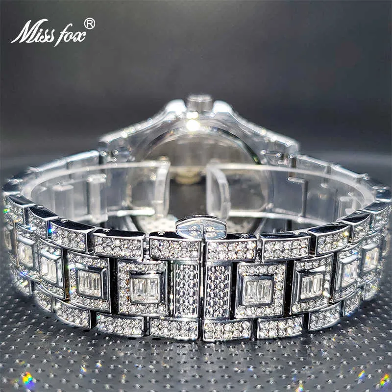 Luxe Relogio Masculino MISS Ice Out Diamant Montre Multifonction Jour Date Ajuster Calendrier Montres À Quartz Pour Hommes Dro