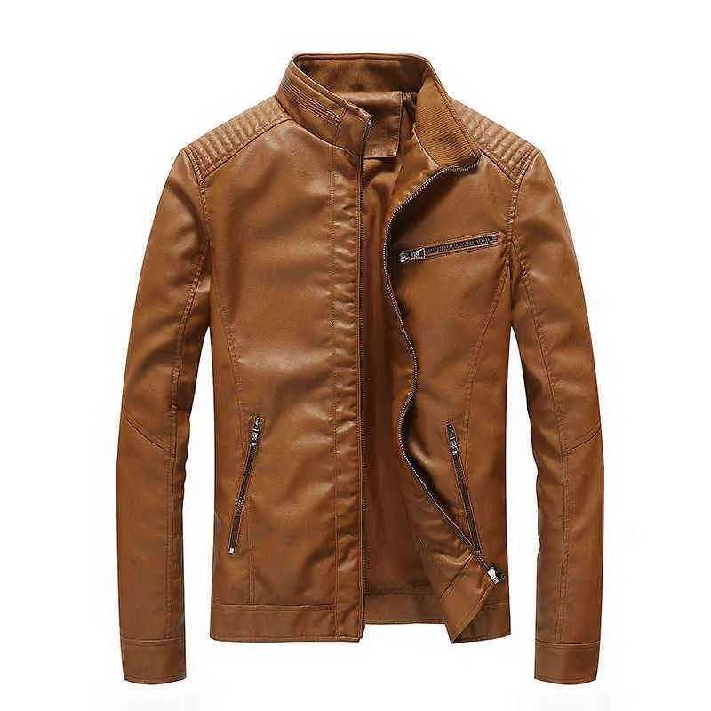 Popular men's spring and autumn new PU leather jacket men's jacket washed thin motorcycle leather jacket men clothing L220801