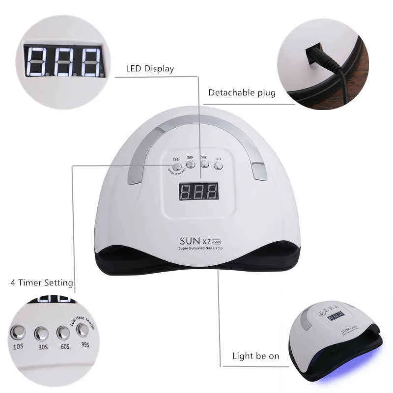 NXY HOT NOVO SUN X7 MAX UV LED LED Manicure Lâmpadores de unhas Secador para curar as ferramentas de verniz em gel com tela LCD do sensor 220624