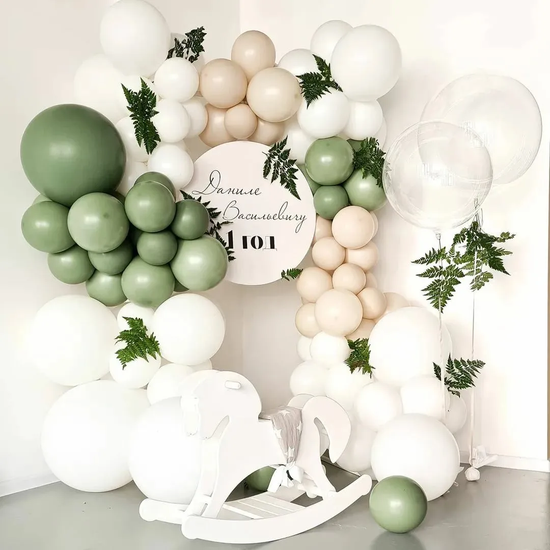 Retro Olive Green Chrome Gold Latex Balloons Birthday Party Decor Baby Shower Air Ballon Wedding Celebration Supplies Glob