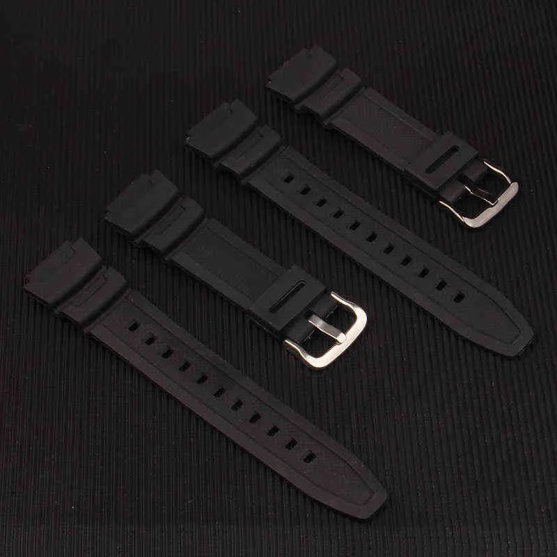Cinturino Sile nero da 18 mm Casio AE-0w AQ-S810W SGW-400H SGW-300H Cinturino in gomma con fibbia ad ardiglione Cinturino da polso G220420