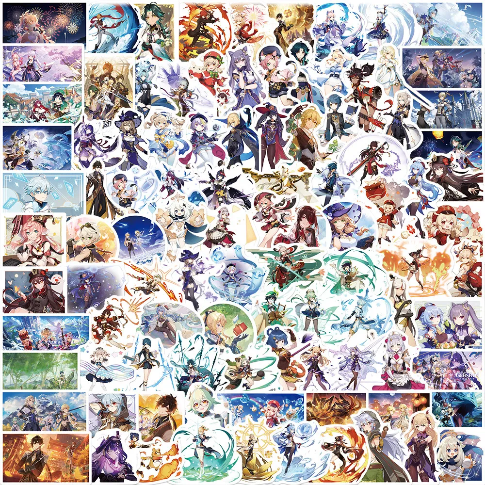 New Waterproof 10/30/50/Anime Game Genshin Impact Graffiti Stickers Decals Skateboard Guitar Laptop Phone Car Sticker Kid Toy sticker