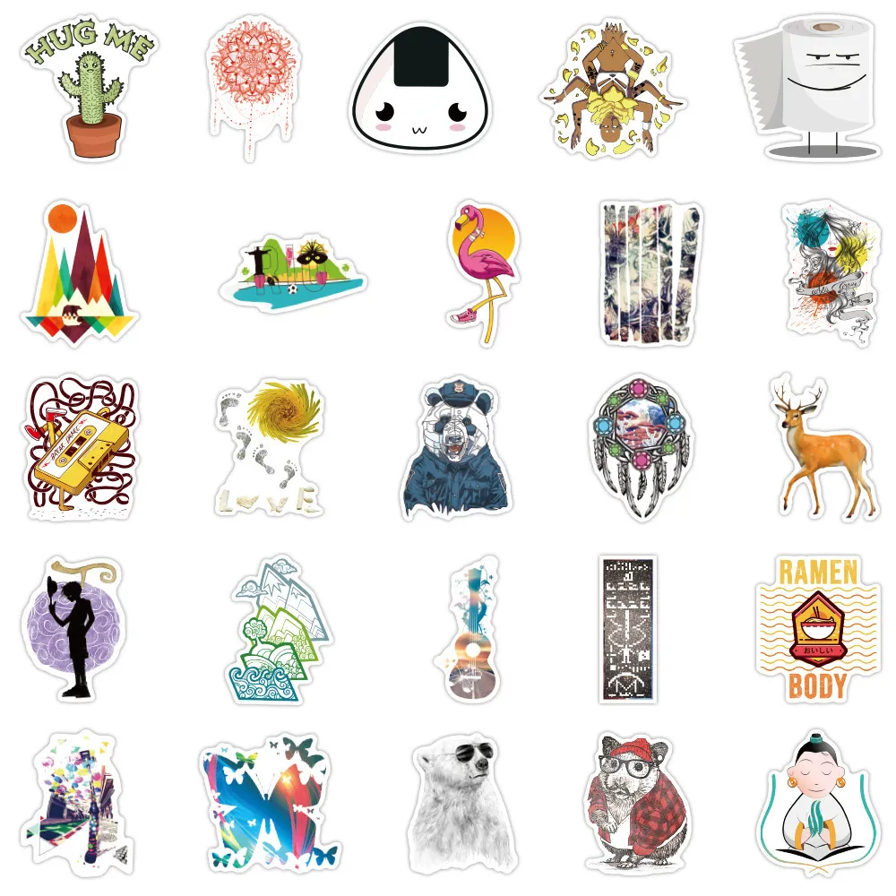 Ny vattentät 1050100 st mix Cartoon Animal VSCO Girl Stickers Estetic Water Bottle Phone Laptop Graffiti Decal Sticker Toy S2420937