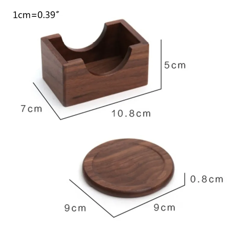 6 قطعة / المجموعة الجوز الخشب الوقايات مفارش ديكور جولة مقاومة للحرارة شرب حصيرة وسادة W220406