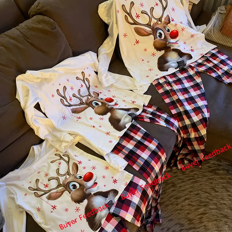 Bijpassende outfits voor gezinnen Winter katoenen kerstpyjama Jaar Moeder Dochter Kledingset Moeder Papa Baby Meisje Jongen Look 2208268974304