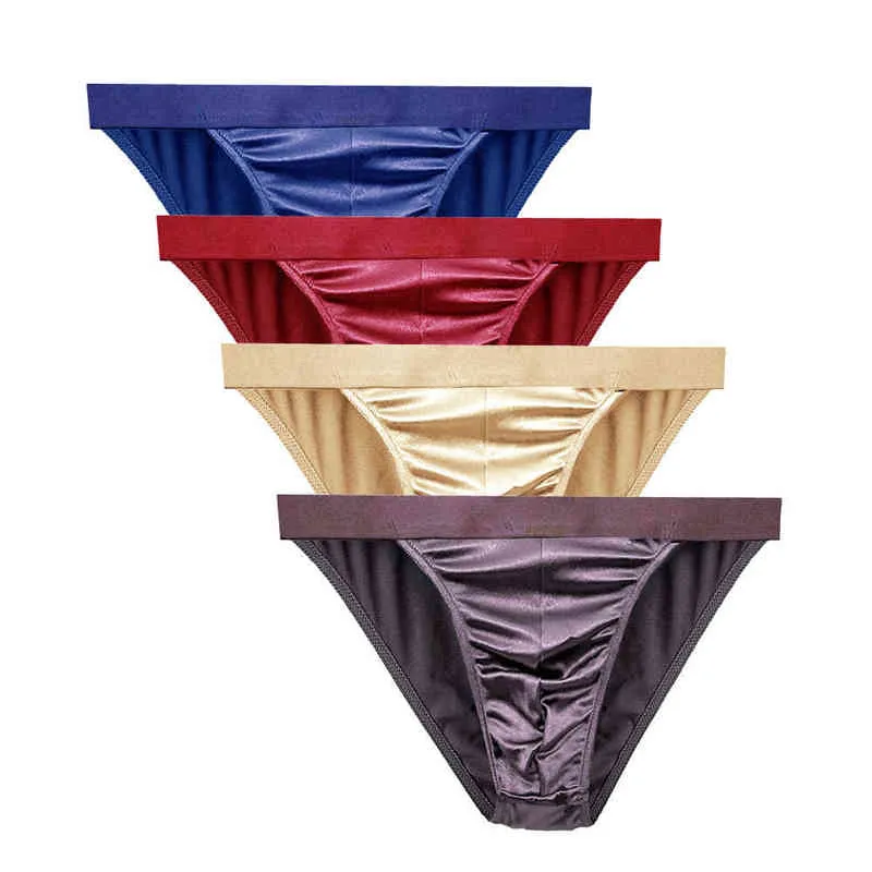 /Bag Mens slipjes Sexy Satin Silky Underwear Sissy Gay For Man Solid Color Hoge kwaliteit t-back G-stringbriefs Veel stijlen T220816