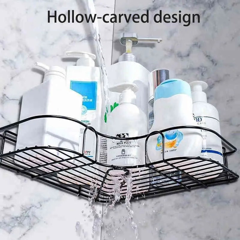 No Drilling Bathroom Shelf Shower Corner Wall Mount Shampoo Storage Holder With Suction Cup Kitchen Accessories J220702