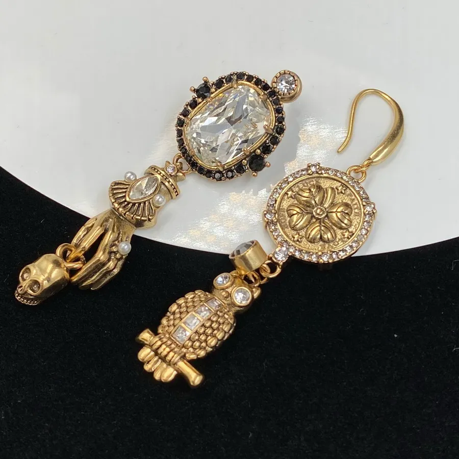 Nuovi pendenti dal design teschio gufo diamanti esagerata catena spessa collana da donna punk hip-hop orecchini da donna N01281K