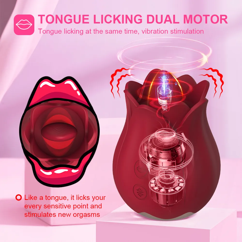 Tuugue Licking Rose Vibratory żeńskie doustne stymulator sutku łechtaczki 10 prędkości Masturbacja potężna seksowne zabawki dla kobiet