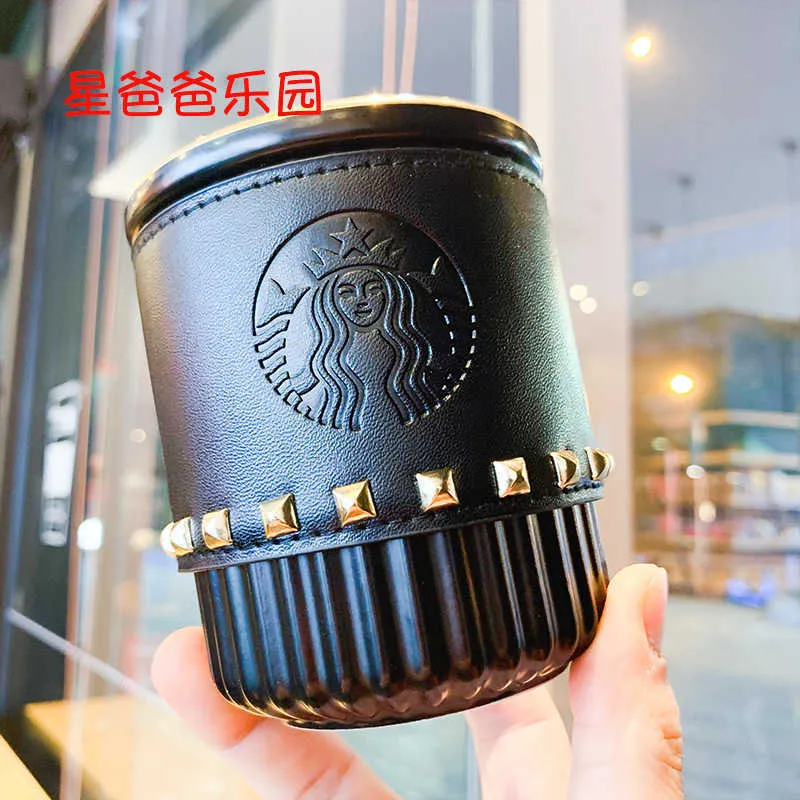 Kubek Starbucks czarna wierzba do paznokci skórzany pokrowiec łańcuszek ceramiczny dwuwarstwowy kubek biurowy stolik kawowy z pokrywką