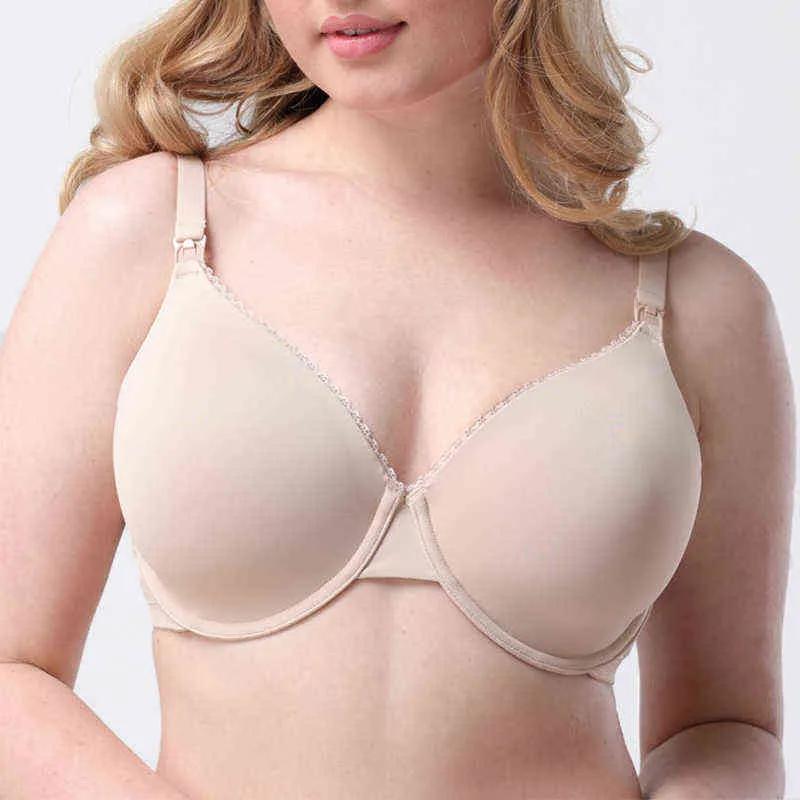 Stanik pielęgniarstwa macierzyńskiego dla kobiet w ciąży Pełna filiżanka Lekko wyłożona zanurzka Balette Bralette Plus Size Bras B C D DD DDD E F G H I T220726