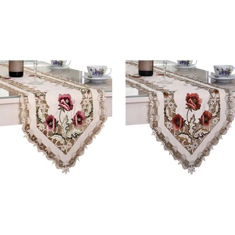 シンプルなデザインテーブルランナーフラグの形状刺繍ポリエステルコーヒーティーデスクテーブルクロスプレースマット装飾220615