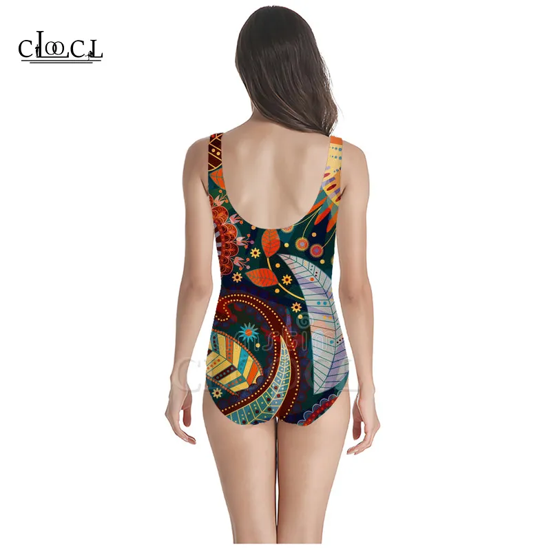 Kleurrijke Vintage Bloemen 3D Print Onepiece Badpak Vrouwen Zwemmen Badpak Mouwloos Slank Sexy Meisje 220617