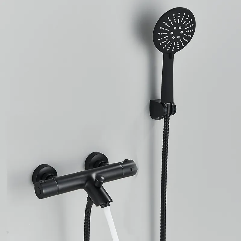 Matte Black Thermostatic Shower Faucet Bathroom Mixer Tap Bath Mixing valves Chrome Bathtub 220713