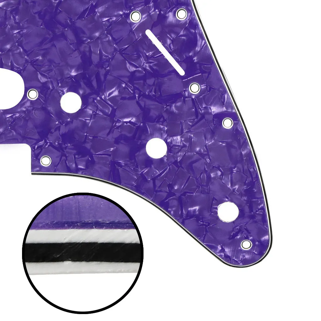 1 jeu SSS 11 trous Pickguard violet perle 4 plis plaque à gratter vis de plaque arrière pour guitare électrique