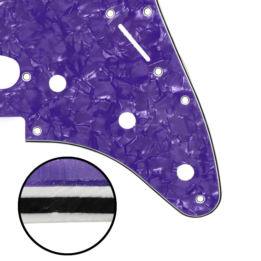 1 комплект SSS 11 отверстие Pickguard Purple Pearl 4Ply Trance Plate Plate Plate винты для электрической гитары