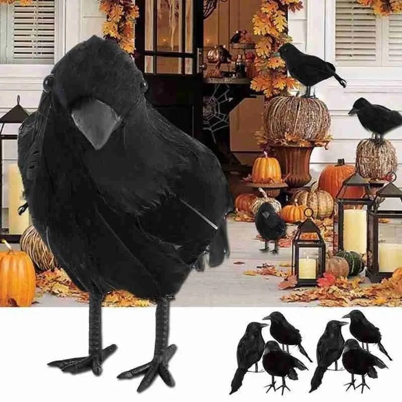 Halloween Crow Fake Bird Toys Ravens Prop Fancy Dress Decoration Props Artificial Simulation Black Animal Model 220817