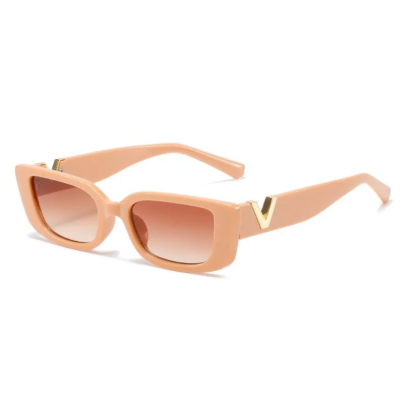 Zonnebrillen vintage vierkant klein frame voor vrouwelijke mannen met V merk Disigner luxe mode dames zonnebriltinten uv400 Heel Su206m