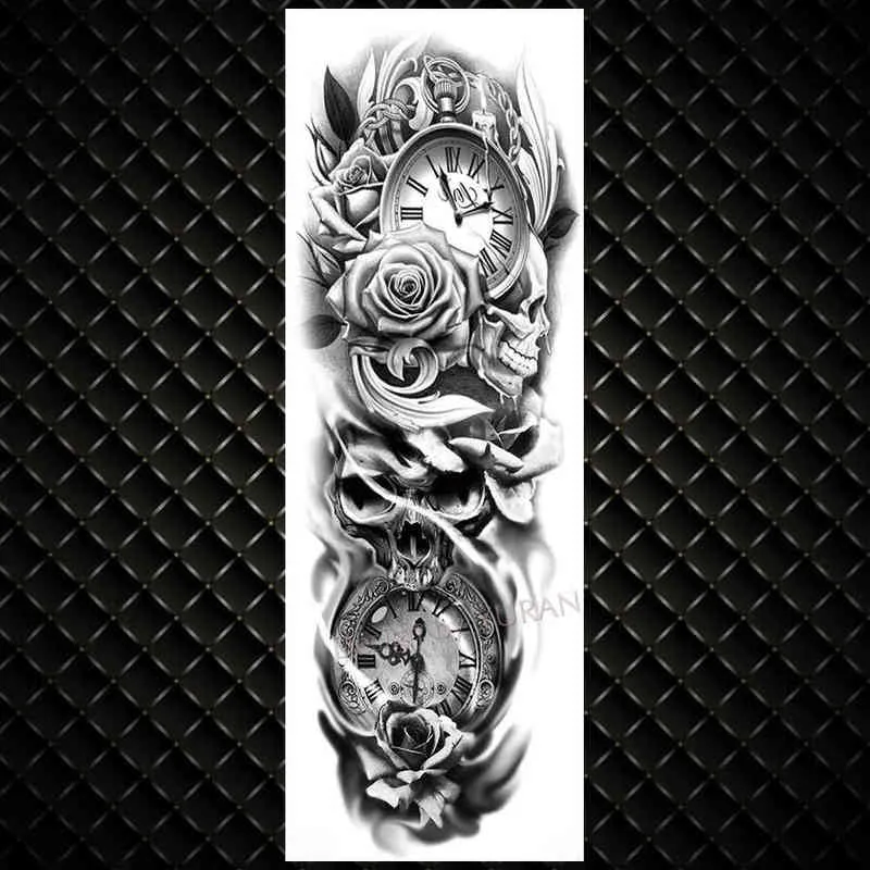 NXY Temporary Tattoo Yuran Realistic Full Flower Arm s for Men Women Rose Fake Sticker Water Tranfer Body Art Tatoos 0330