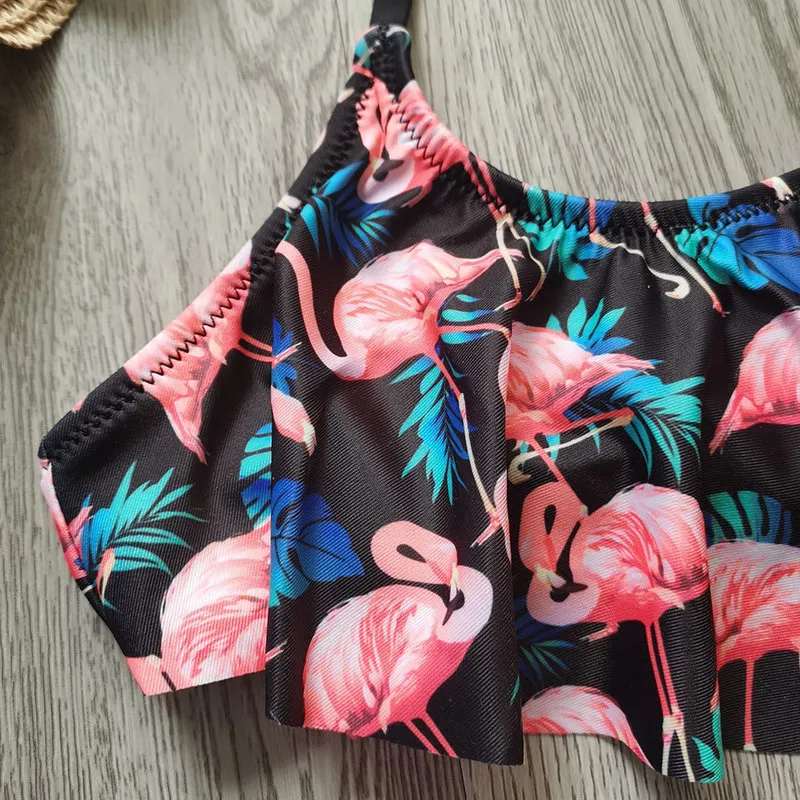 Flamingo Flounce Girl Mayo Kids 7-14 yıl 2 Parça Çocuk Mayo Yular Top Teenage Bikini Set S BİLEŞİM KURULU 220426