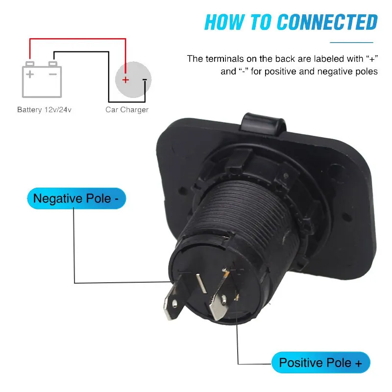 담배 라이터 소켓 12V/24V 전원 콘센트 용 자동차 해양 오토바이 ATV RV DC 라이터 소켓 플러그 DIY 키트 D5