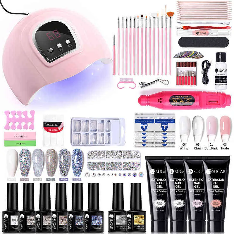 NXY Paznokci Gel Set Lampa LED UV Suszarka z 6 sztuk Polski Kit Soak Off Manicure Narzędzia Wiertło elektryczne 0328