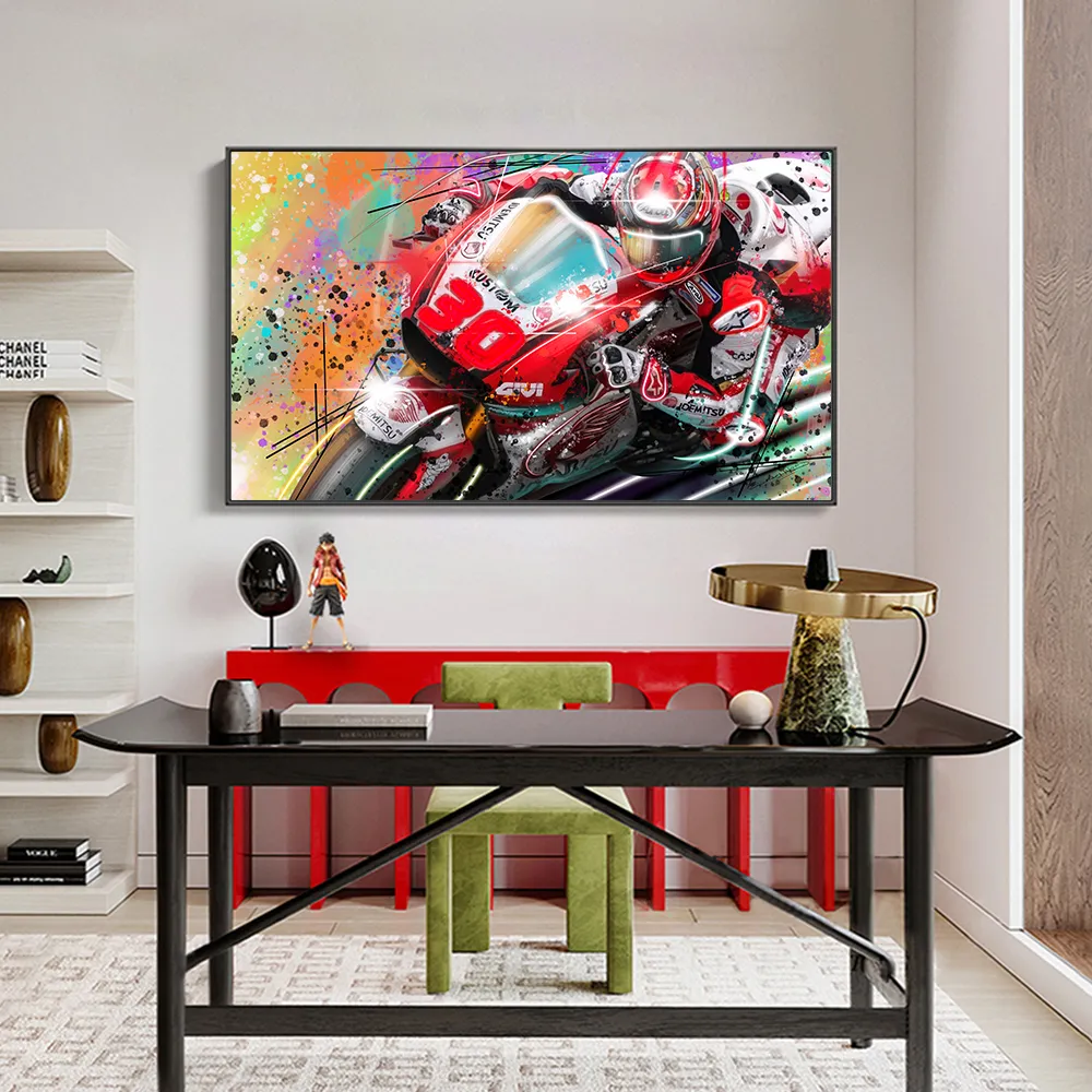 Abstract Oil Prints Poster Motorcycle Canvas Painting Posters Print Cuadros Wall Art Picture for Living Room Home Decoration