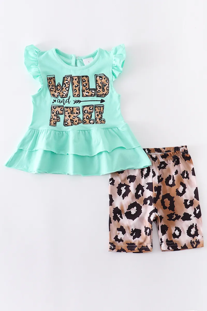 Girlymax Summer Baby Girls Children Clothes Strings Leopard Cow Floral Outfits Ruffles Boutique Kids Clothing 220620