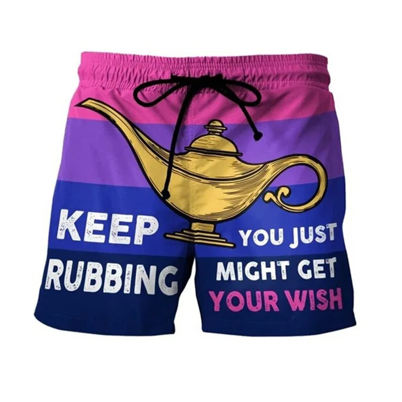 Parmatchande shorts Aladdins Lamp 3D PrintedFashion Men Women Casual Shorts för par outfit Beach Shorts W220617