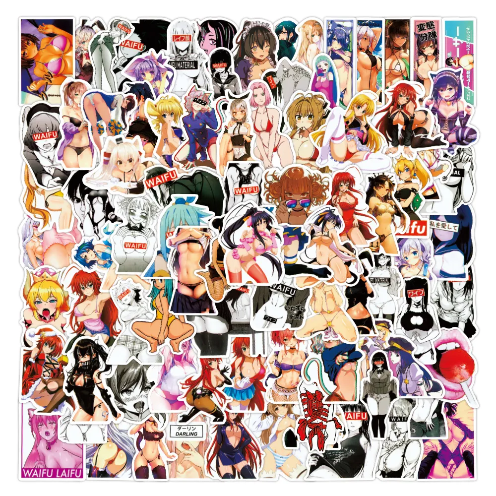 Cool 50/Anime Waifu Sexy Girl Girl Stickers Pinup Rabbit Hentai Vinil Decalques para bagagem Copa adulta portátil Otaku Graffiti Toys