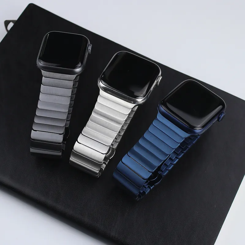 حزام من الفولاذ المقاوم للصدأ لسوار Apple Watch 7 41mm 45mm I 44mm/40mm Butterfly Metal Bracelet Serie 6 5 4 SE 220507