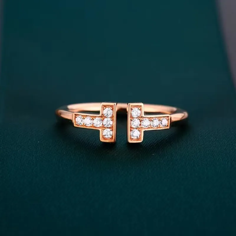 Mulheres anel de luxo designer anéis homens marca zircônia moda anéis estilo clássico jóias 18k banhado a ouro rosa qua todo ajustea307S