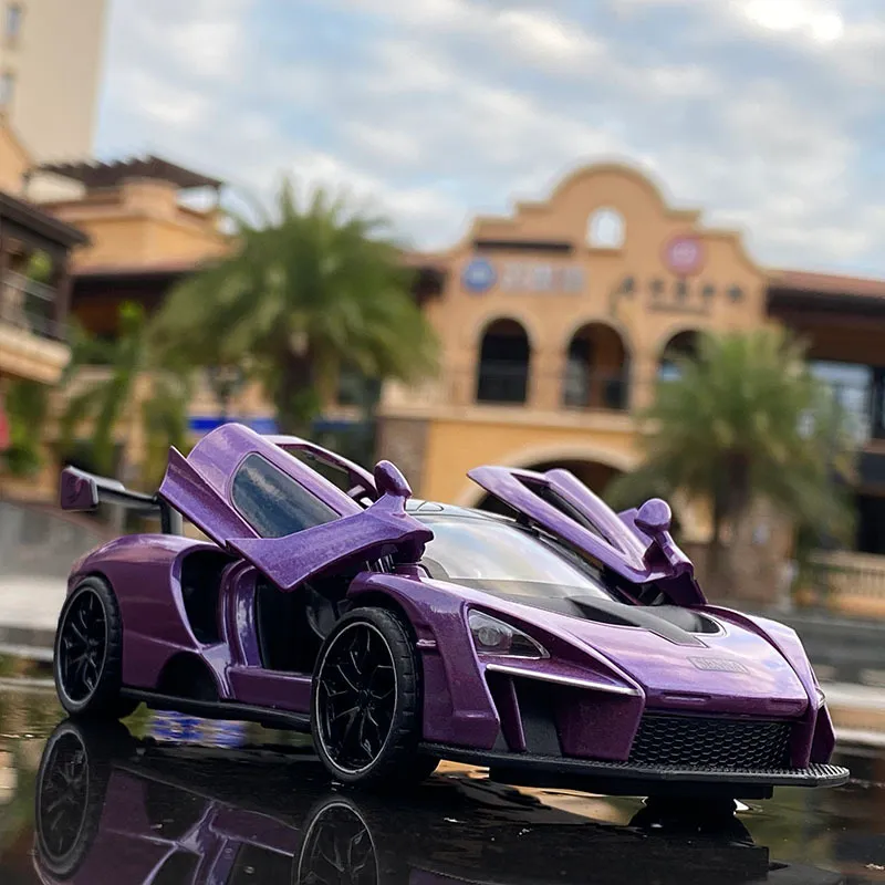 132 McLaren Senna Alloy Sports Car Model Diecasts Metal Toy Vehicles Car Model Simulation Sound and Light Collection Kids Gifts 220525