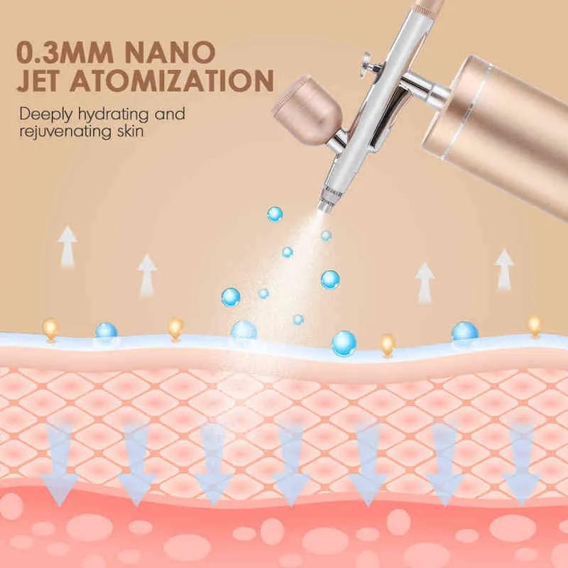 손톱을위한 압축기와 에어 브러시 케이크 바디 0.3mm 스프레이 건 미니 나노 안개 안개 미스트 스프레이 페이셜 보습 뷰티 세트 220526