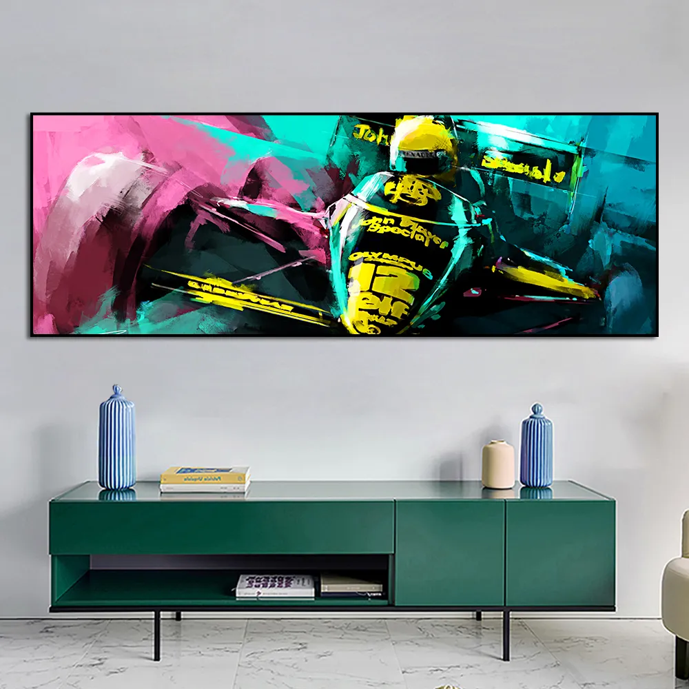 F1 Racing Canvas Painting Colored Pink Green Posters Wall Art Pictures Graffiti Print for Boys Room Home Decor Cuadros