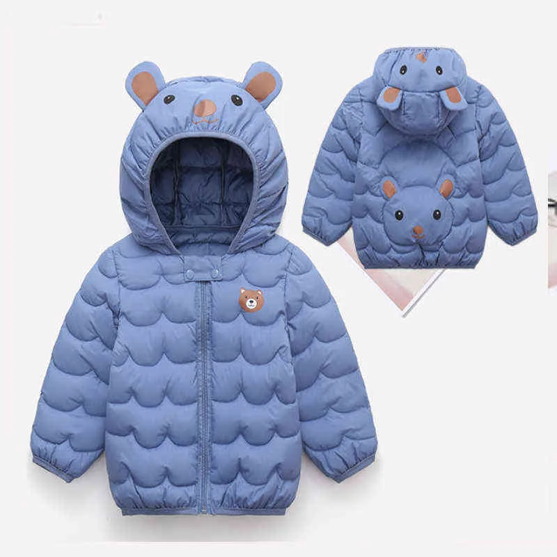 Baby Winterjacke Cartoon Gedruckt Mit Kapuze Warme Daunenjacken Jacke Verdickt 1-5 Jahre Alte Mode Hohe Qualität Kinder kleidung J220718