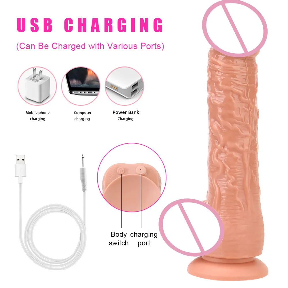 Big Dick Remote Control Realistic Penis Vibrator Heating Tryckdildo för kvinnlig kvinnlig onani Sexiga leksaker Lesbiska