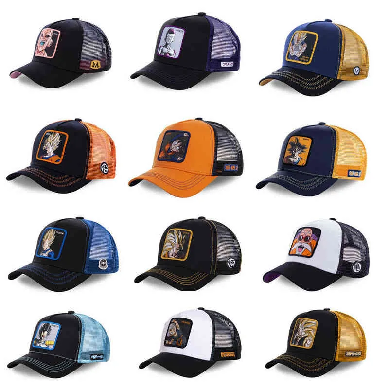 Novo chapéu de malha dos desenhos animados anime goten boné de beisebol alta qualidade borda curva laranja snapback gorras casquette gota k82616